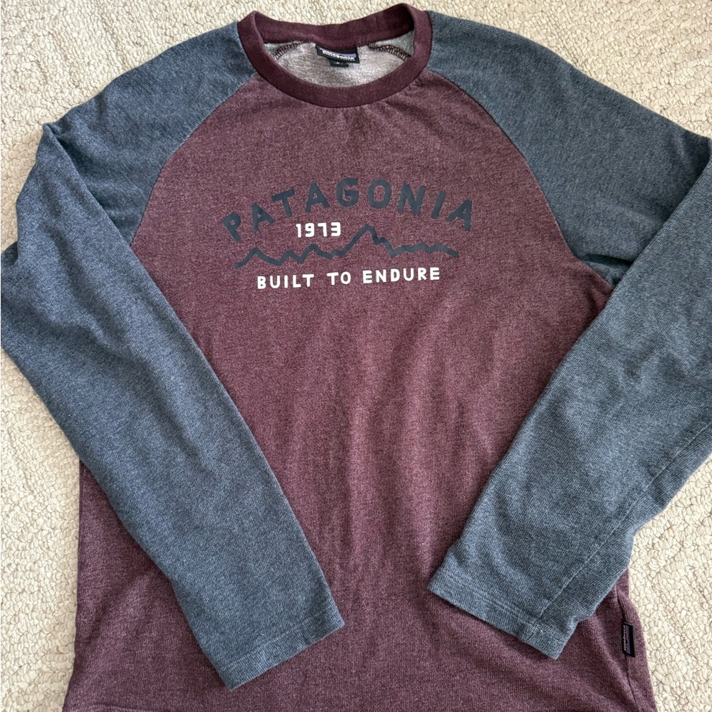 Patagonia Burgundy & Gray Raglan Long-Sleeve Tee